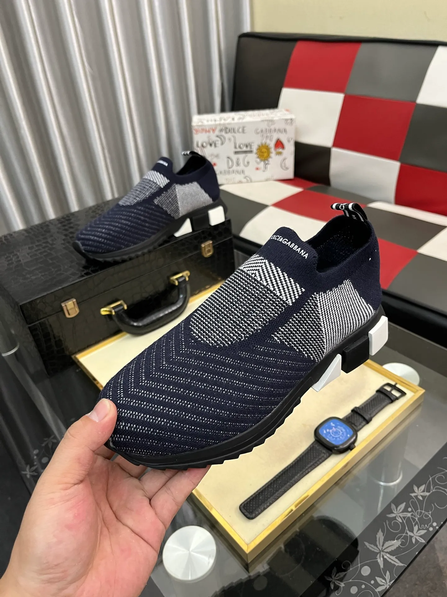 Men's men's shoes💰340⌚️⌚️【DG～】men's casual shoes 2022z cabinet simultaneous sale 🔶🔷🔜The upper is made of cowhide spliced fabric ➕Mesh lining, which is comfortable and breathable. The sole is: the original comfortable and wear-resistant outsole, ⚠️The real thing📱Photographed🎬The real thing is better📢📢📢Size: 35-46